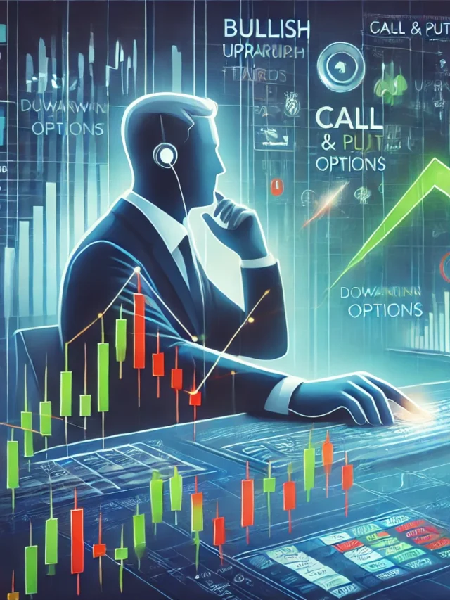 DALL·E 2025-03-24 13.04.13 - A visually appealing illustration of call and put option trading. The image should depict a financial market theme with stock charts, a bullish (green
